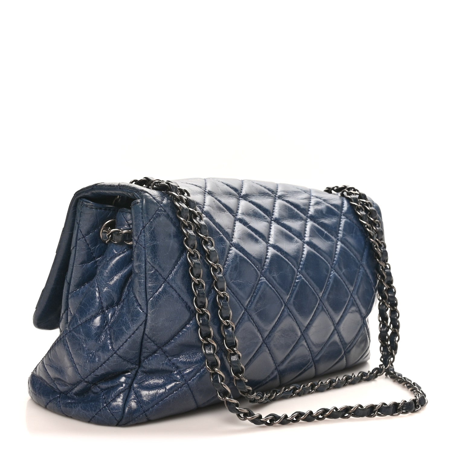 Chanel Glazed Calfskin Quilted Large Coco Soft Flap Navy 3 of 10