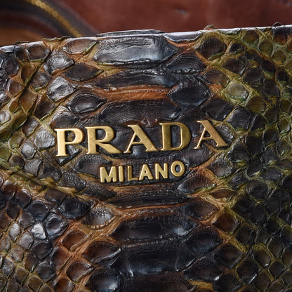 Prada Python Crocodile Patch Shopper Tote Militare 9 of 9