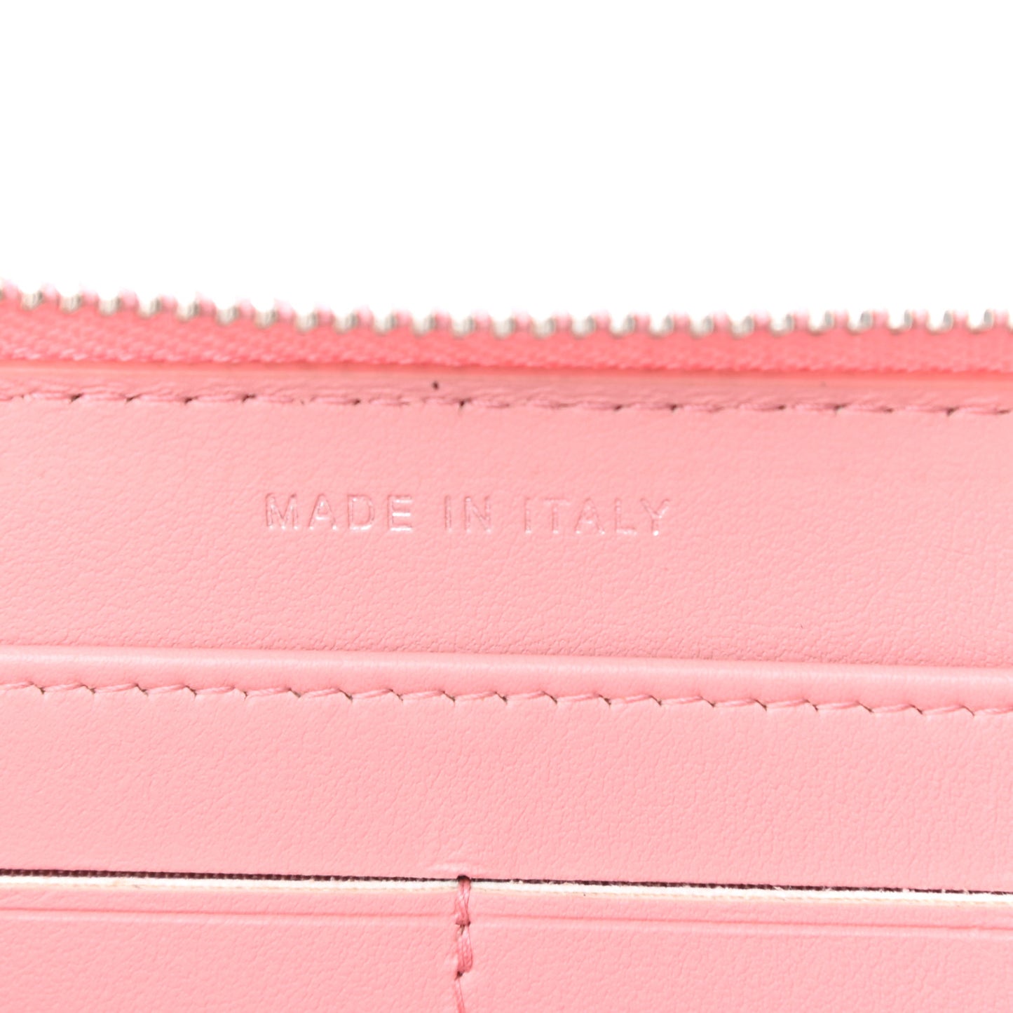 Caviar Quilted Stripe Filigree Zip Around Wallet Pink White
