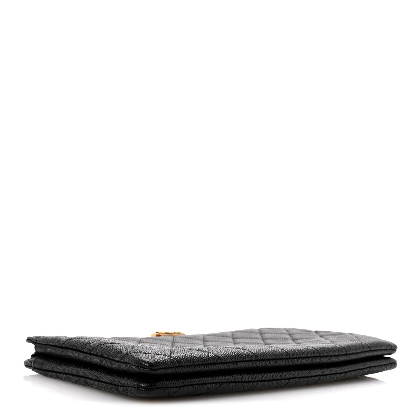 Caviar Quilted Small Zipped Boy Pouch Black