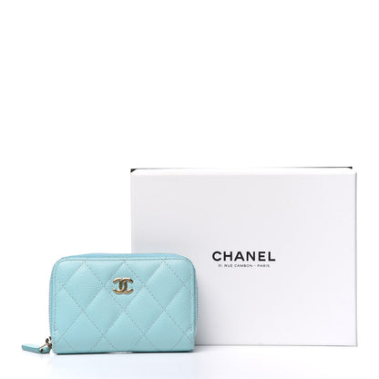 Chanel Caviar Quilted Zip Coin Purse Light Blue 9 of 9