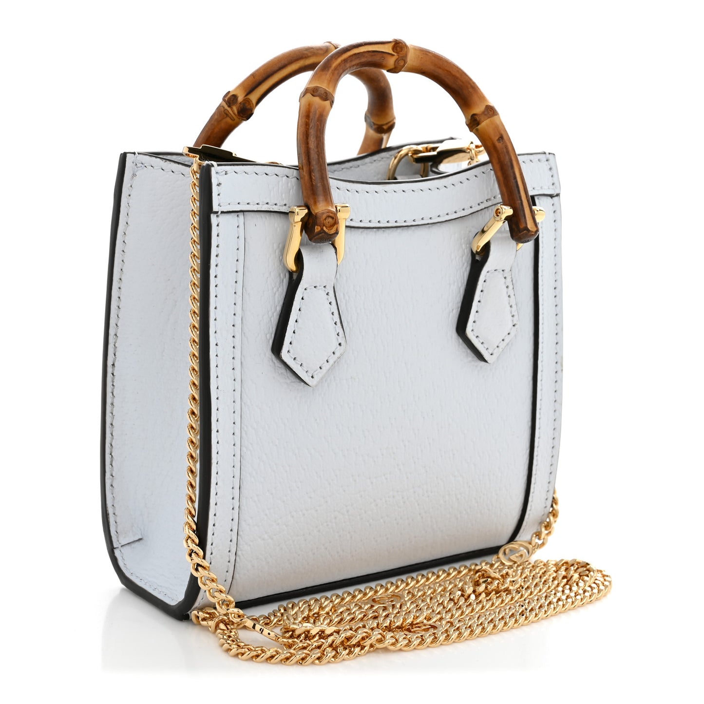 Textured Dollar Calfskin Super Mini Diana Tote Bag  Pale Blue