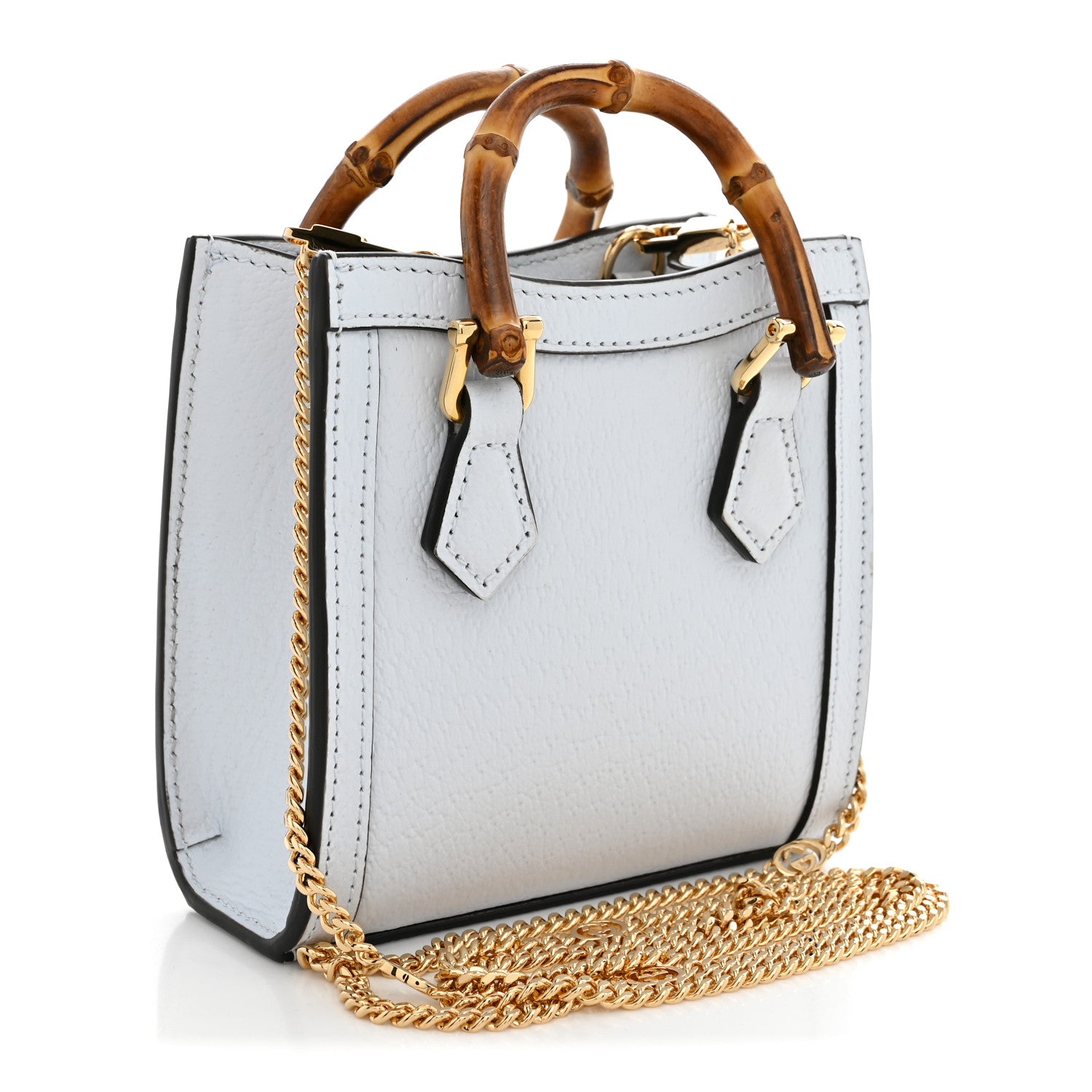 Gucci Textured Dollar Calfskin Super Mini Diana Tote Bag  Pale Blue 3 of 11