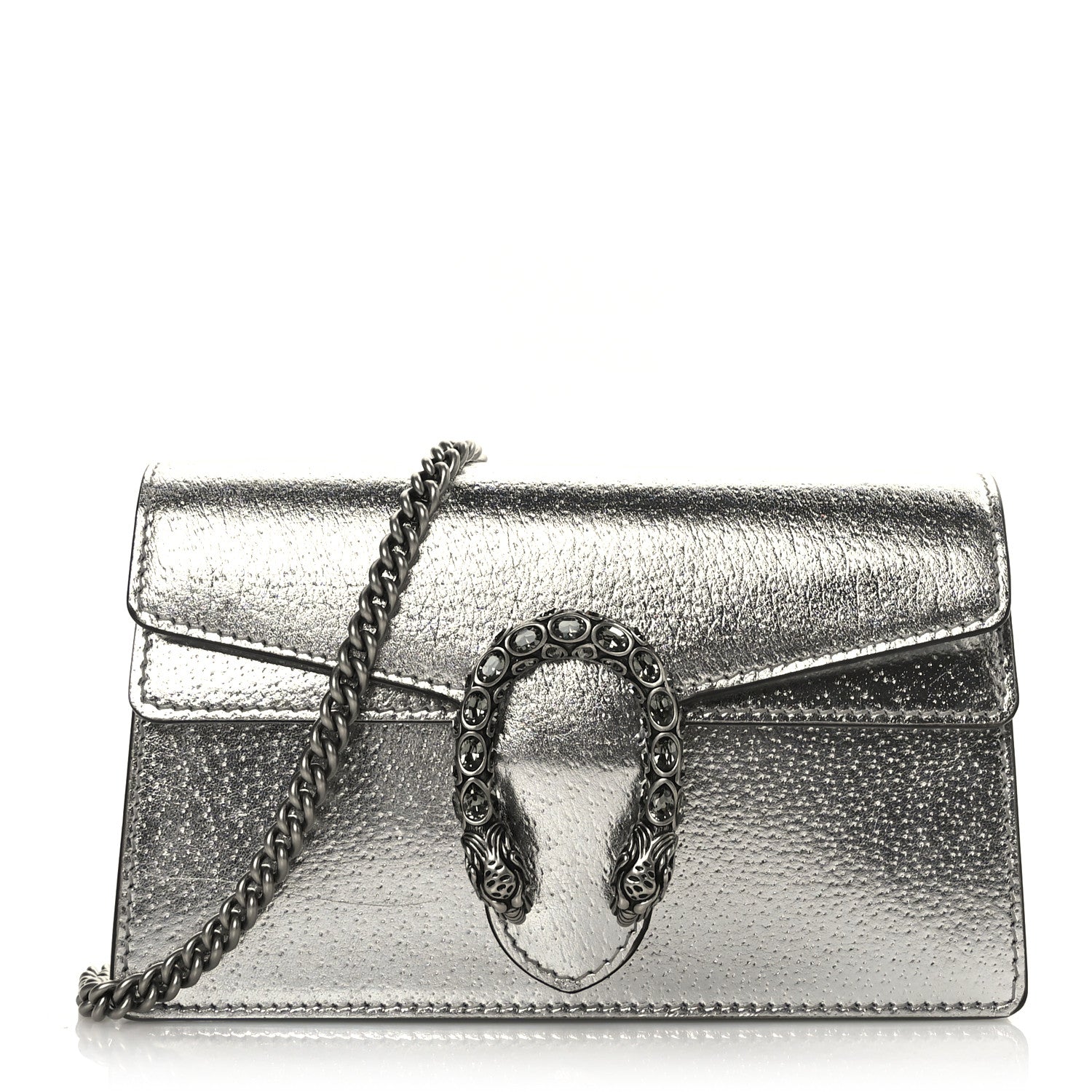Gucci Metallic Calfskin Super Mini Dionysus Shoulder Bag Silver 1 of 8