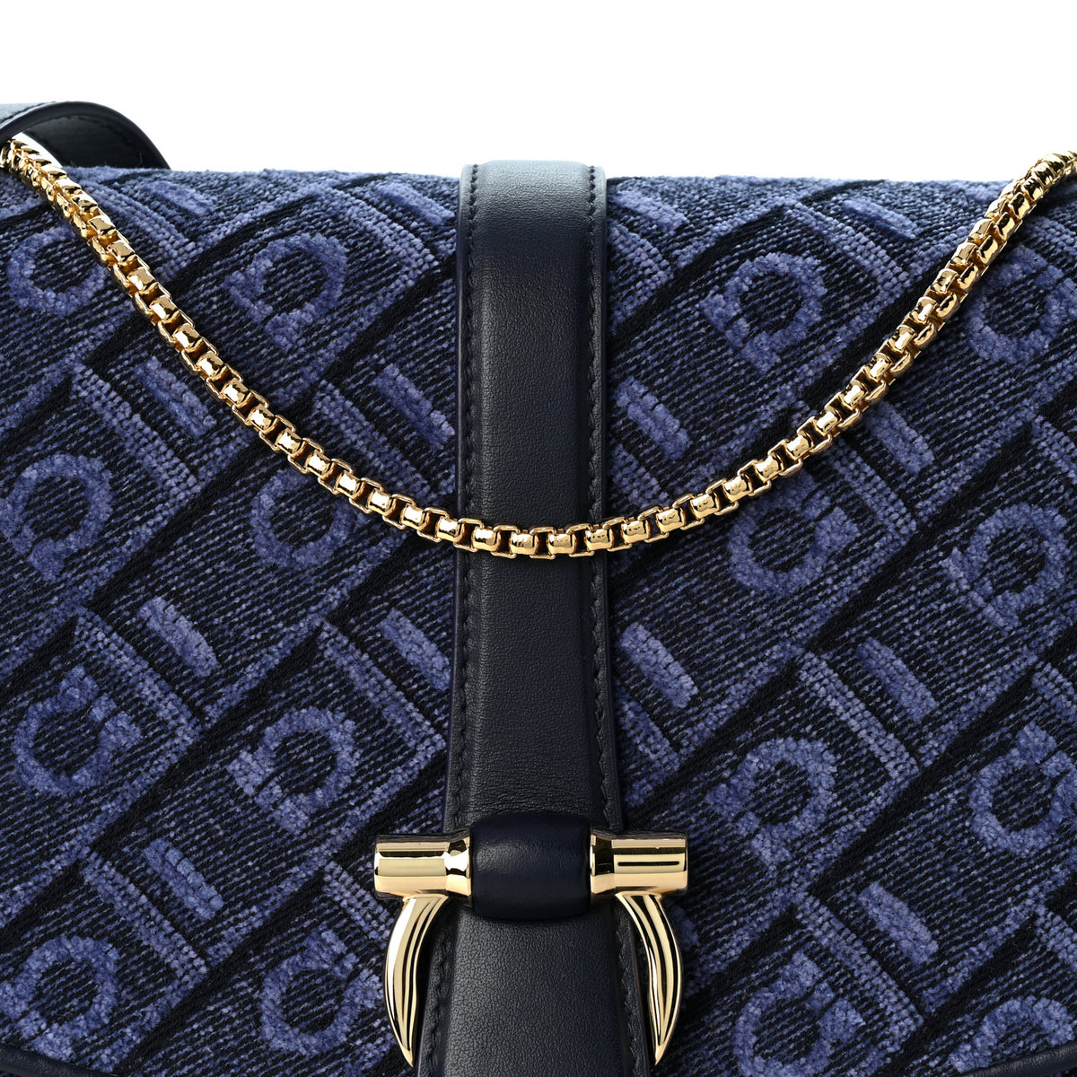 Salvatore Ferragamo Jacquard Gancini Monogram Small Mia Crossbody Bag Denim Midnight Blue 8 of 11