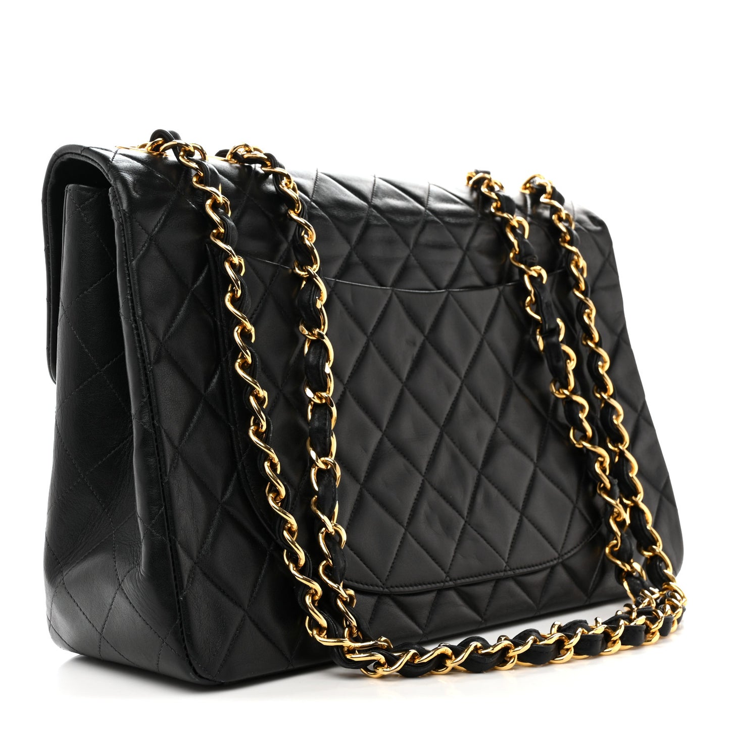 Lambskin Quilted XL Jumbo Single Flap Black