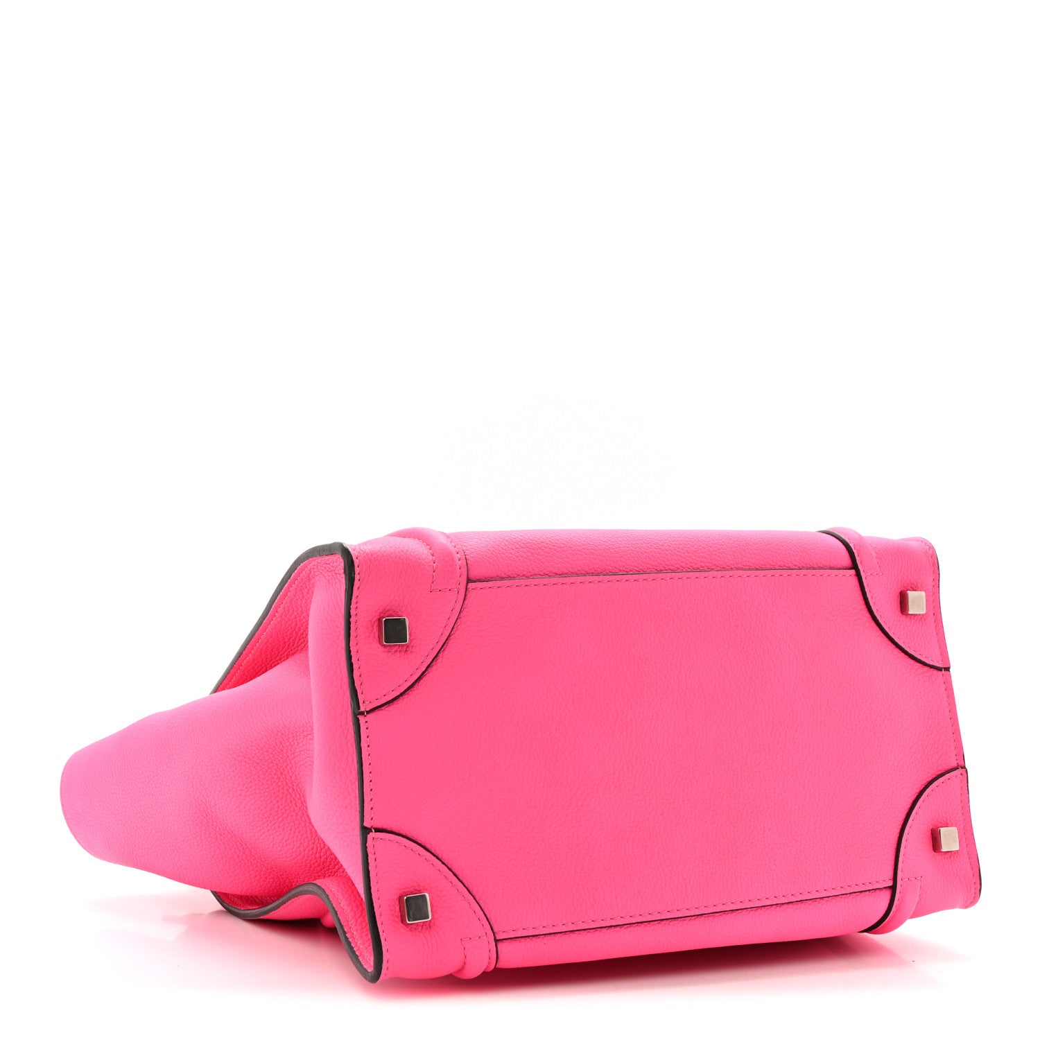 Celine Drummed Calfskin Mini Luggage Fluo Pink 4 of 13