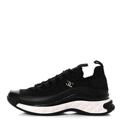 Chanel Velvet Calfskin Mixed Fibers CC Sneakers 38.5 Black 1 of 9