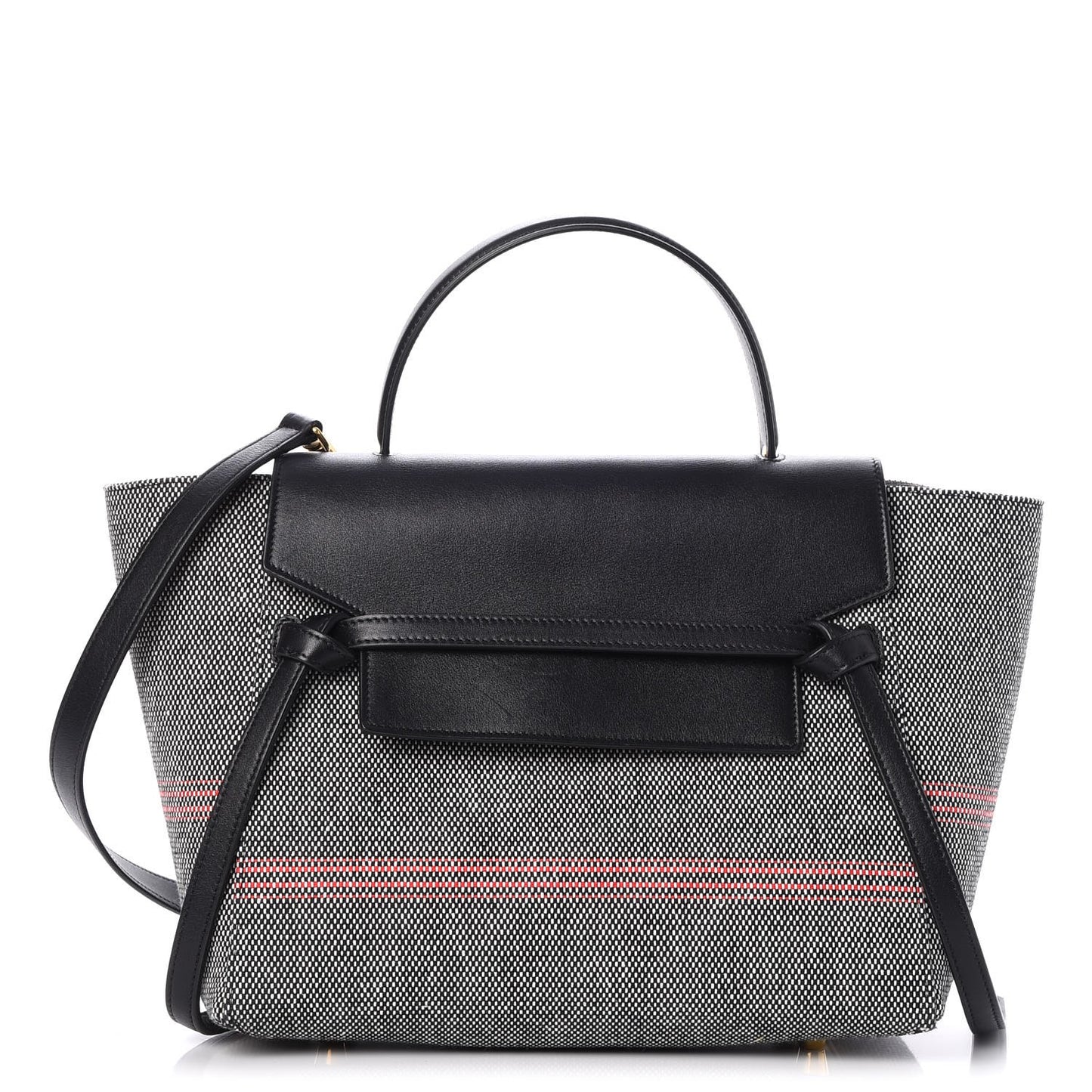 Cotton Canvas Calfskin Mini Belt Bag Black