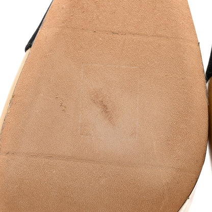 Chanel Goatskin Grosgrain Cap Toe CC Slingback Pumps 38 Beige Black 9 of 12