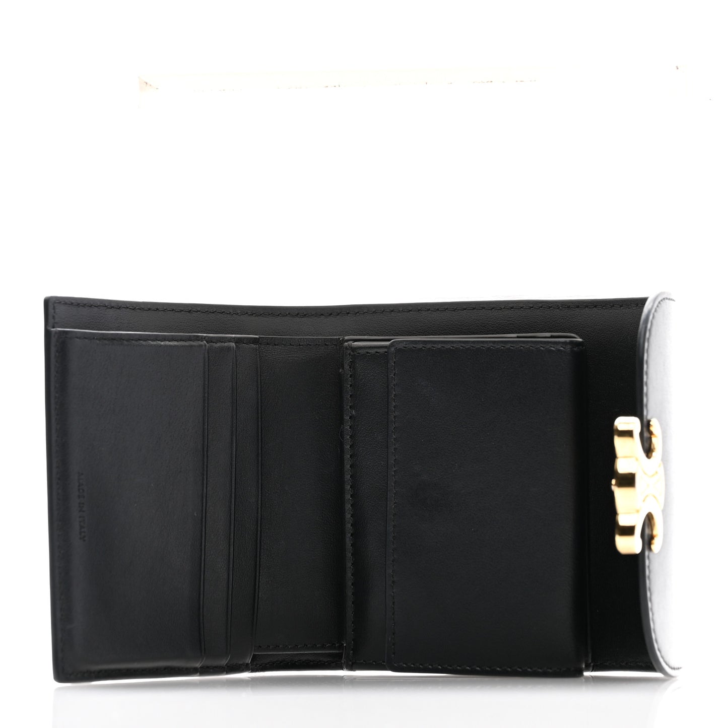 Shiny Calfskin Small Triomphe Wallet Black