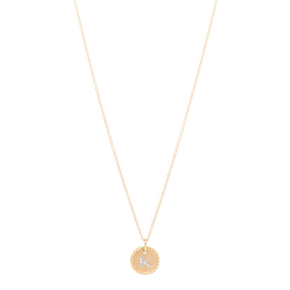 David Yurman 18K Yellow Gold Diamond Initial K Charm Pendant Necklace 1 of 5