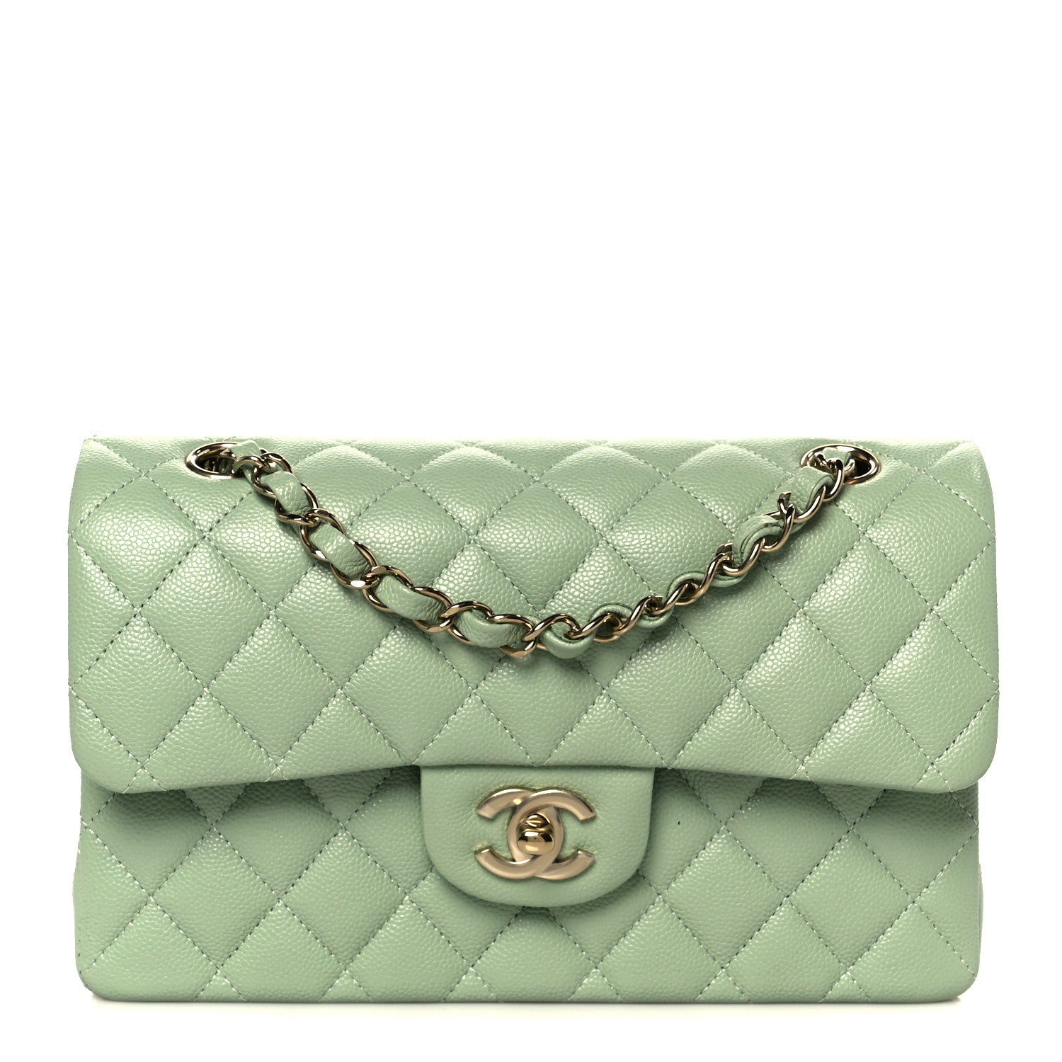Chanel Caviar Quilted Small Double Flap Light Green 1 of 11