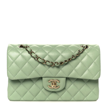 Chanel Caviar Quilted Small Double Flap Light Green 1 of 11