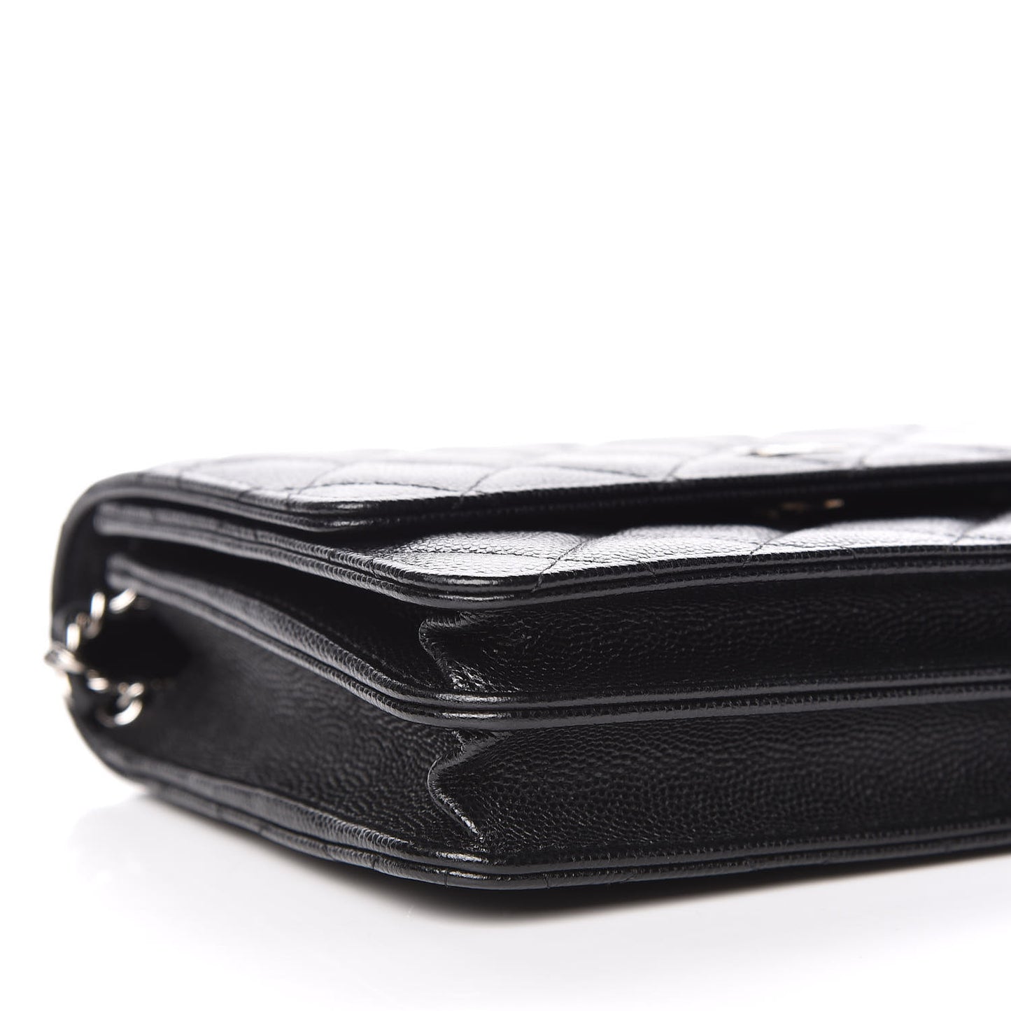 Caviar Quilted Square Wallet On Chain WOC Black