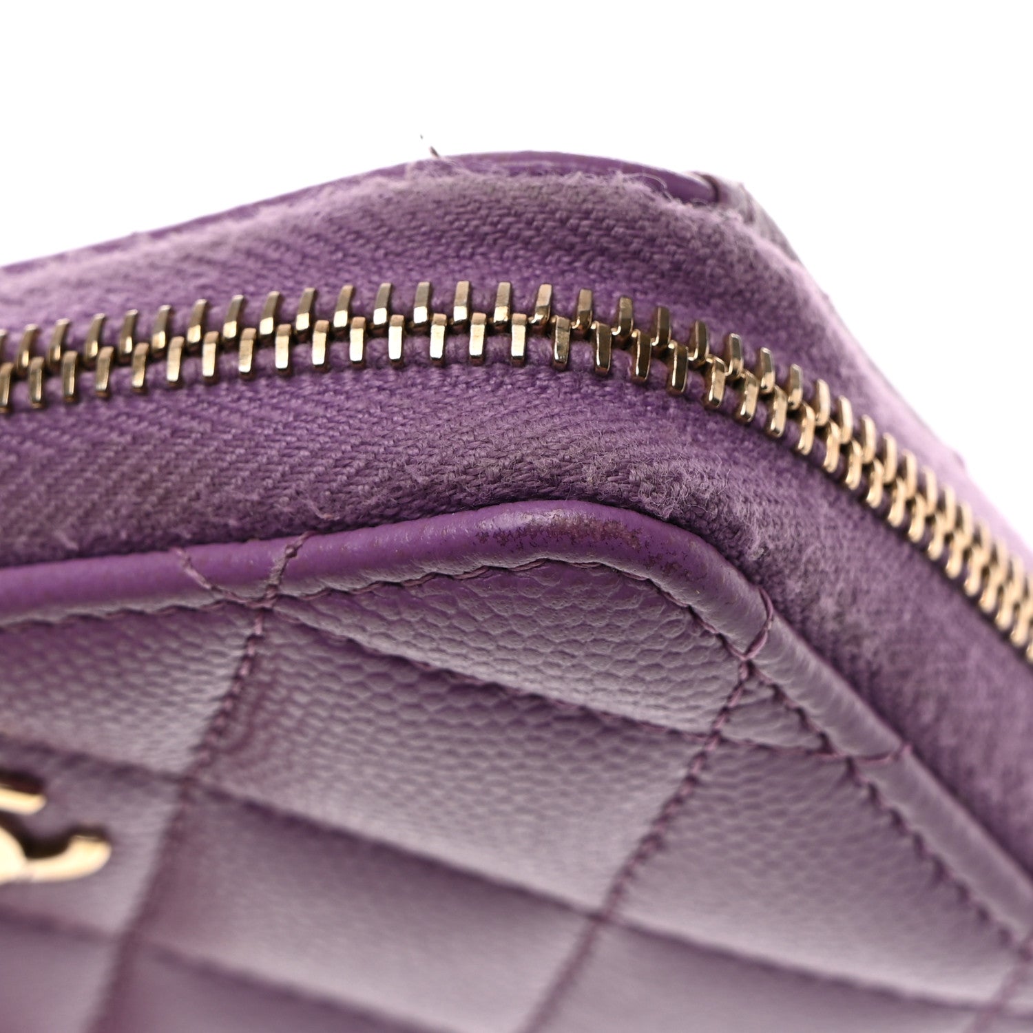 Chanel Caviar Quilted Zip Around Coin Purse Wallet Purple 9 of 10