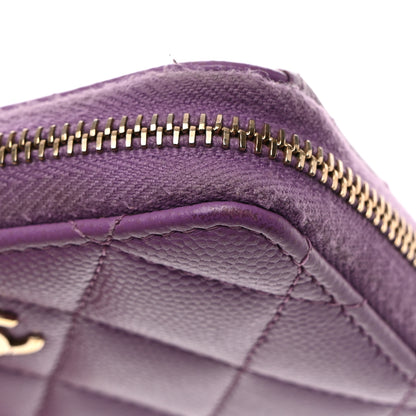 Chanel Caviar Quilted Zip Around Coin Purse Wallet Purple 9 of 10