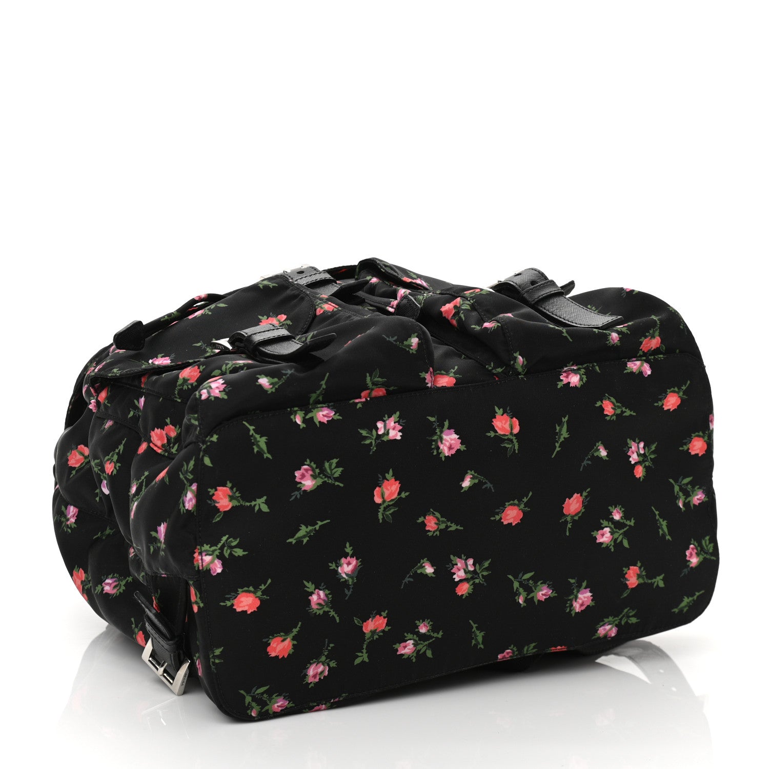 Prada Tessuto Nylon Saffiano Stampata Backpack Black Dis Rose 3 of 10