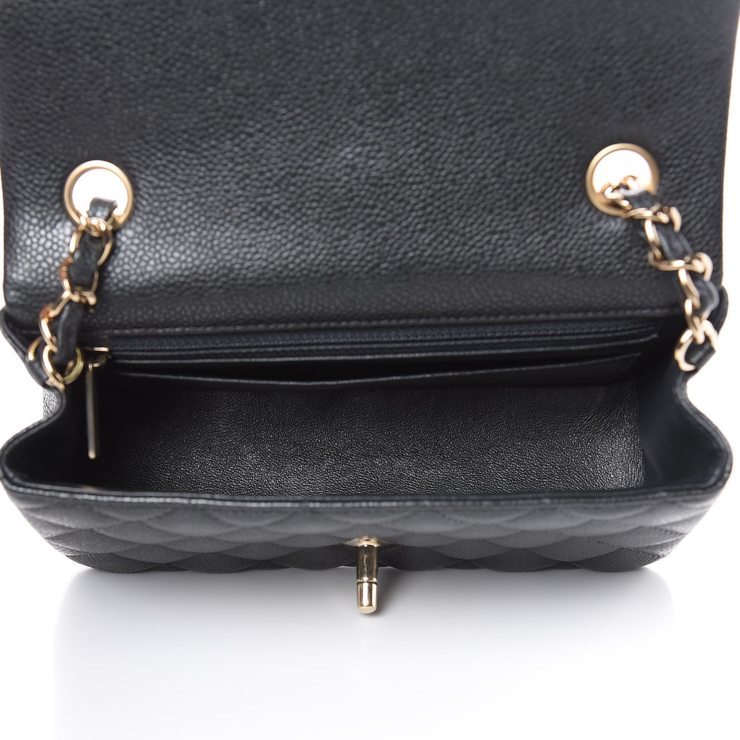 Caviar Quilted Mini Rectangular Flap Dark Grey