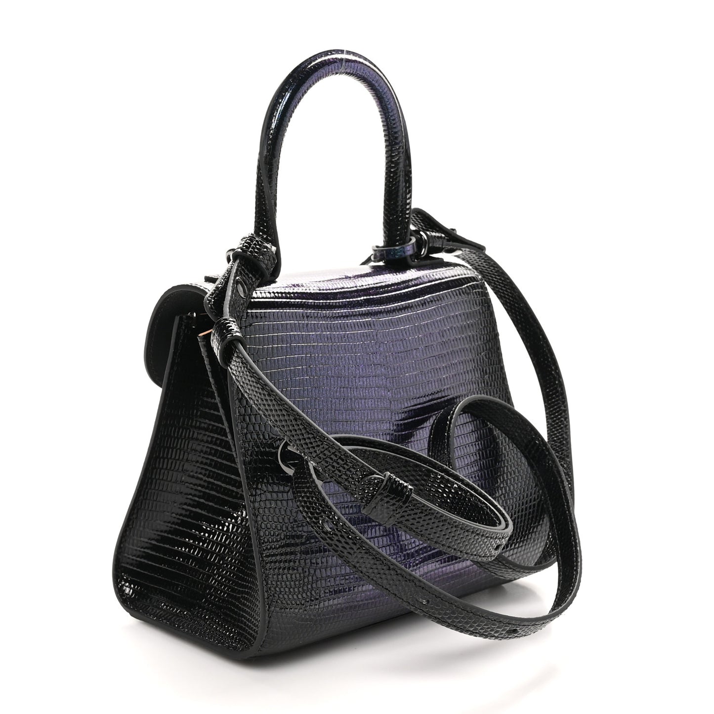 Iridescent Lizard Mini Brillant Satchel Black