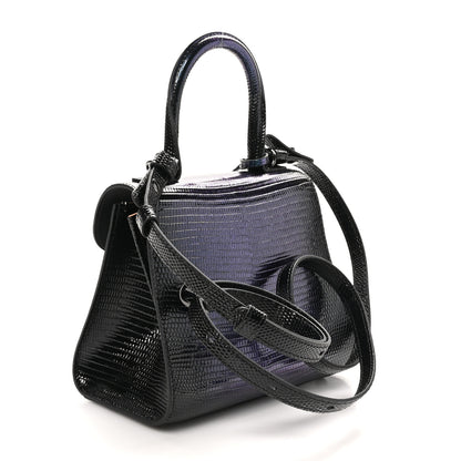 Delvaux Iridescent Lizard Mini Brillant Satchel Black 4 of 10