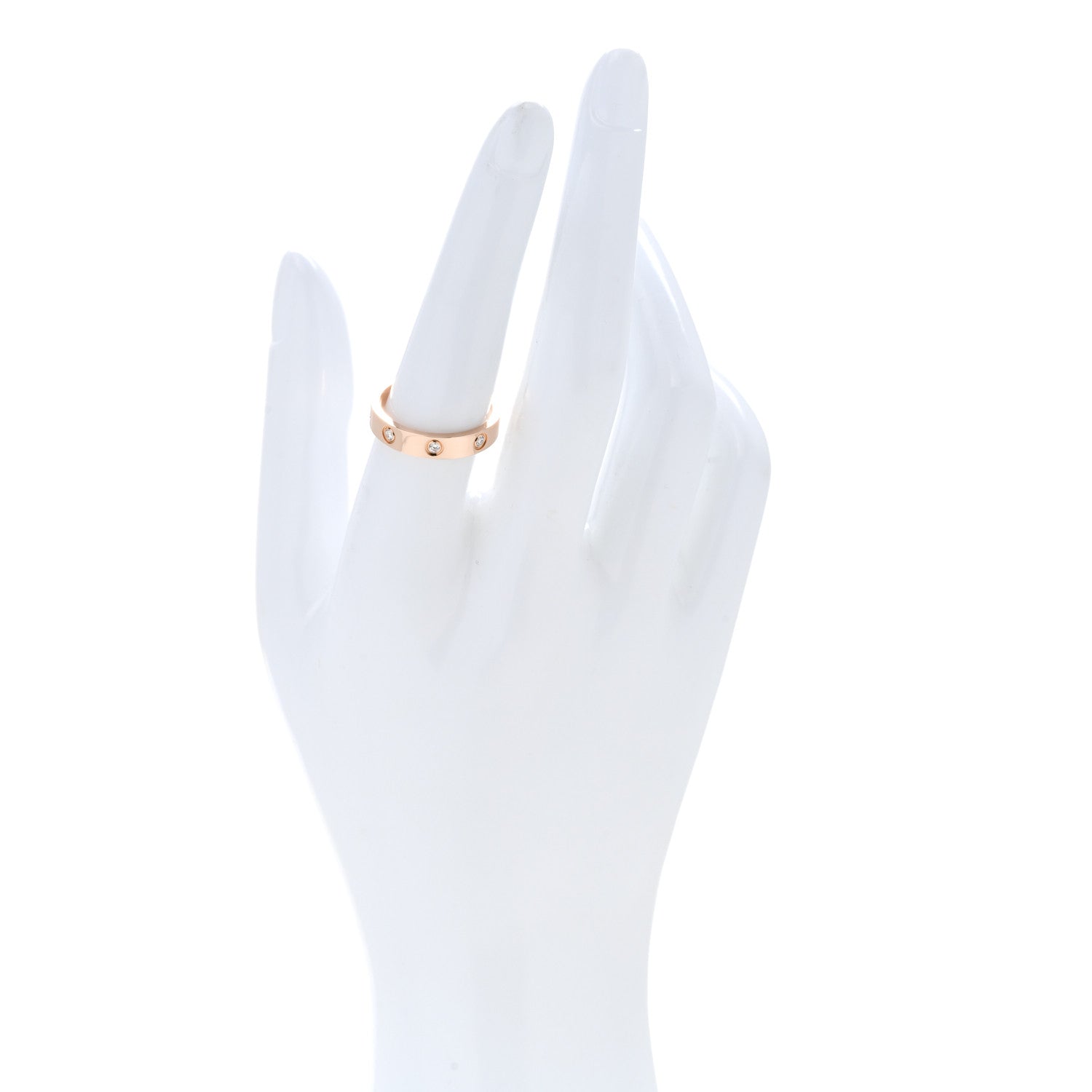 Cartier 18K Pink Gold 8 Diamond 4mm LOVE Wedding Band Ring 55 7.25 2 of 4