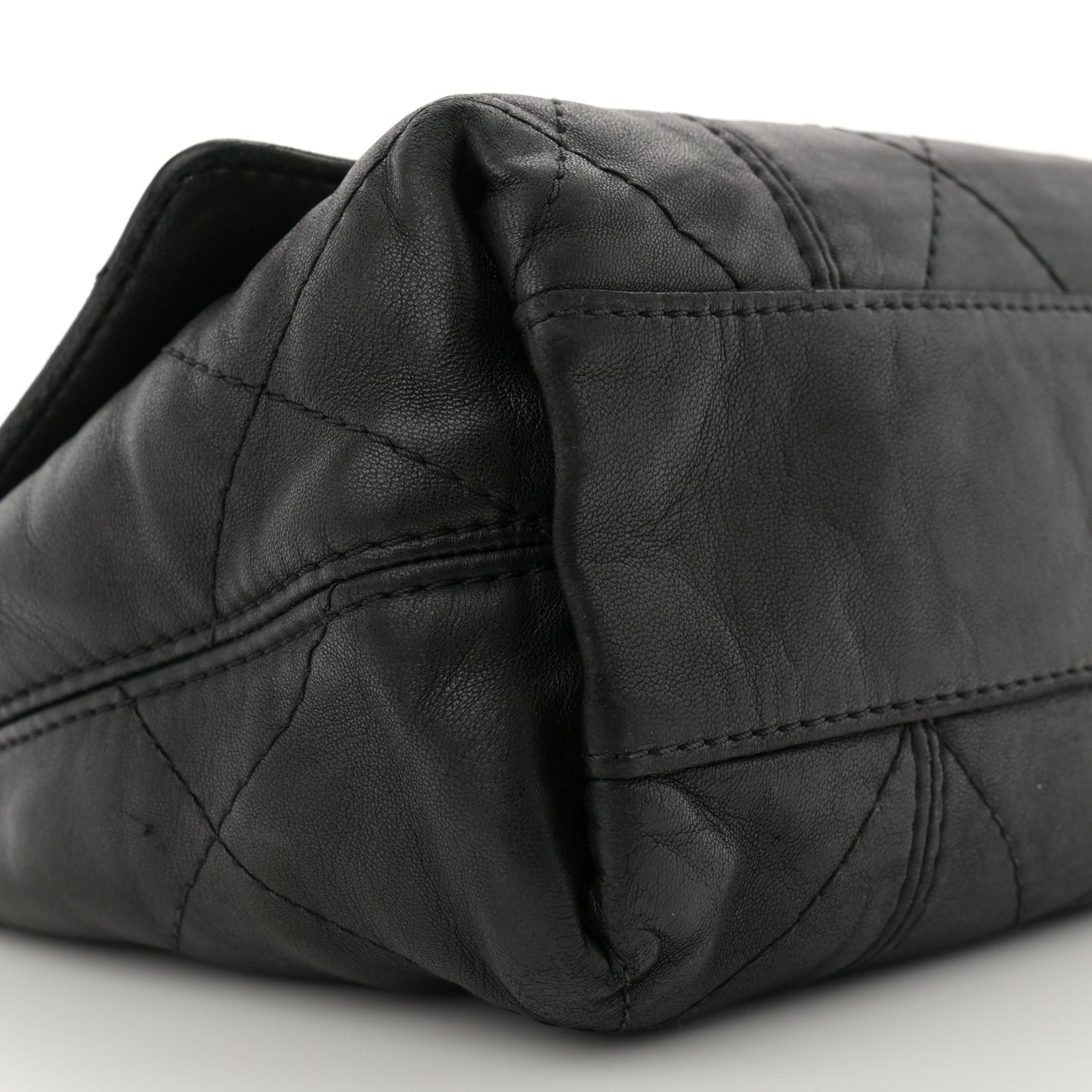 Lambskin Quilted Large Soft Touch Flap Black