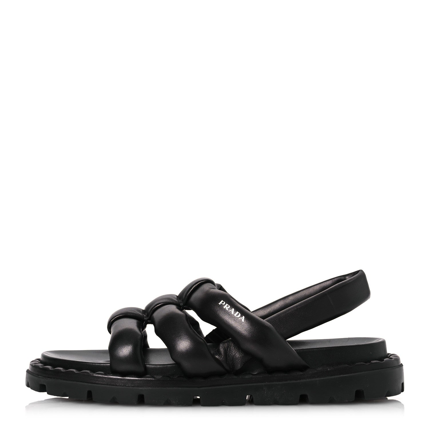 Prada Nappa Padded Blow 20mm Slingback Sandals 40 Black 1 of 12