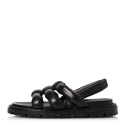 Prada Nappa Padded Blow 20mm Slingback Sandals 40 Black 1 of 12