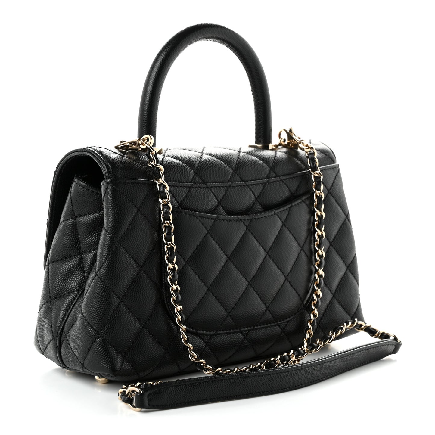 Caviar Quilted Mini Coco Handle Flap Black