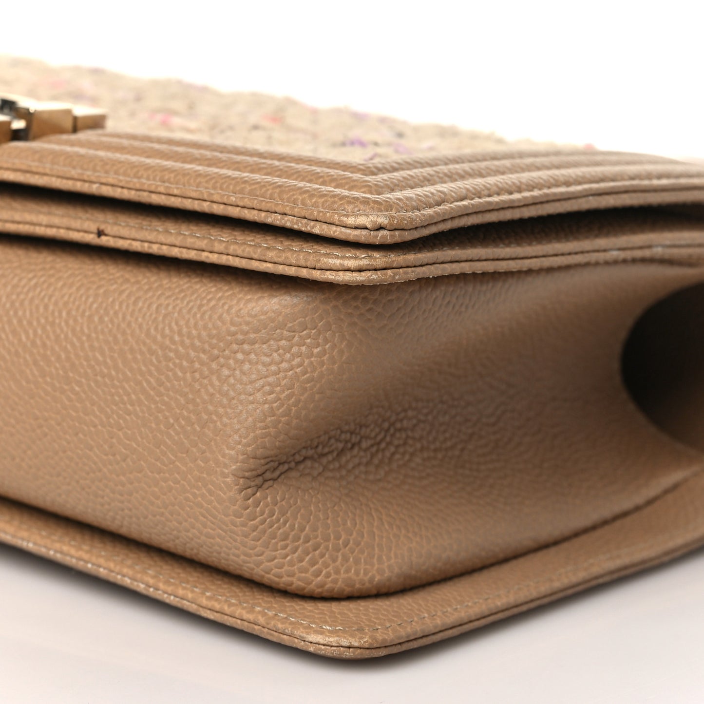 Calfskin Tweed Medium Boy Flap Dark Beige