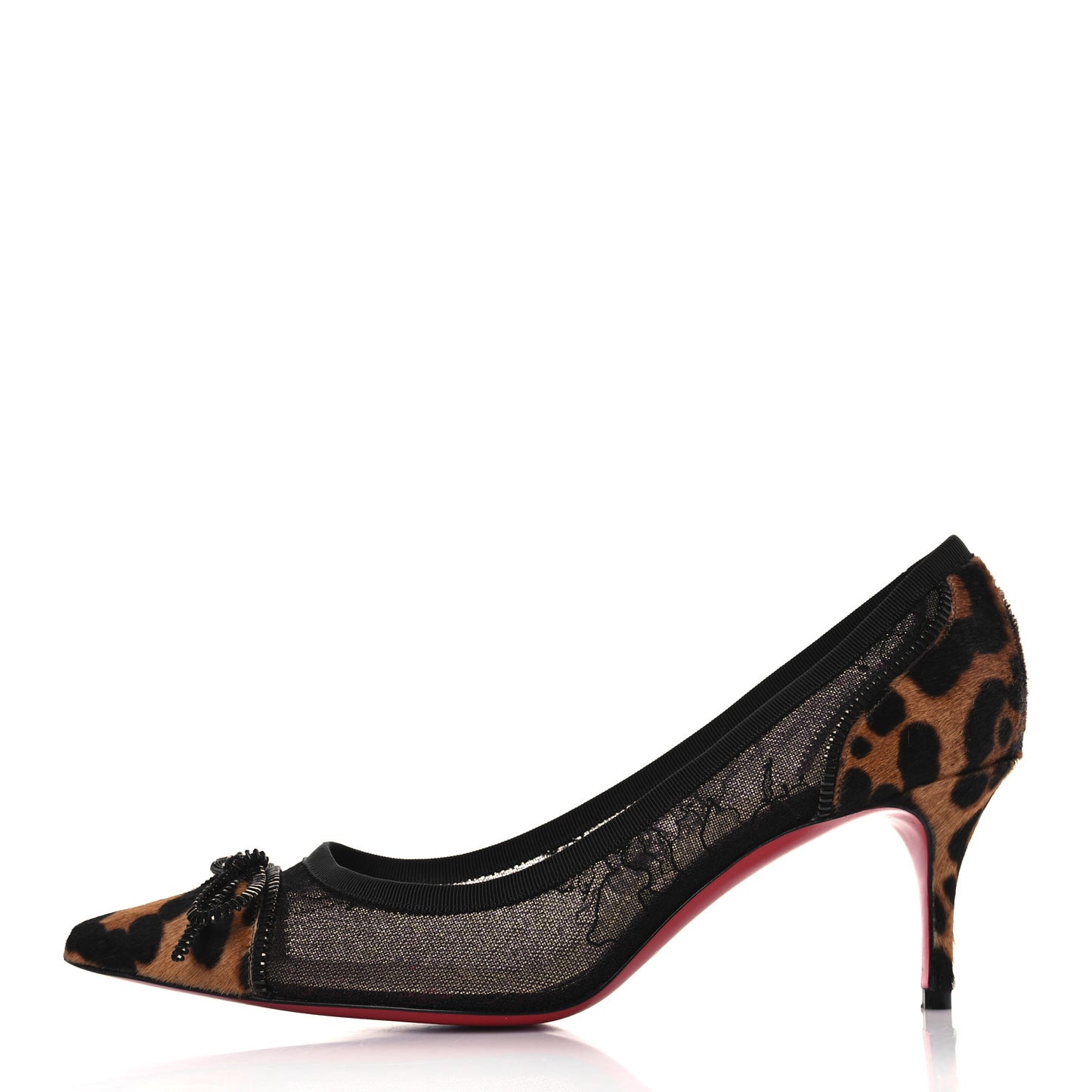 Pony Hair Lace Leopard Souris 70 Pumps 39.5 Black