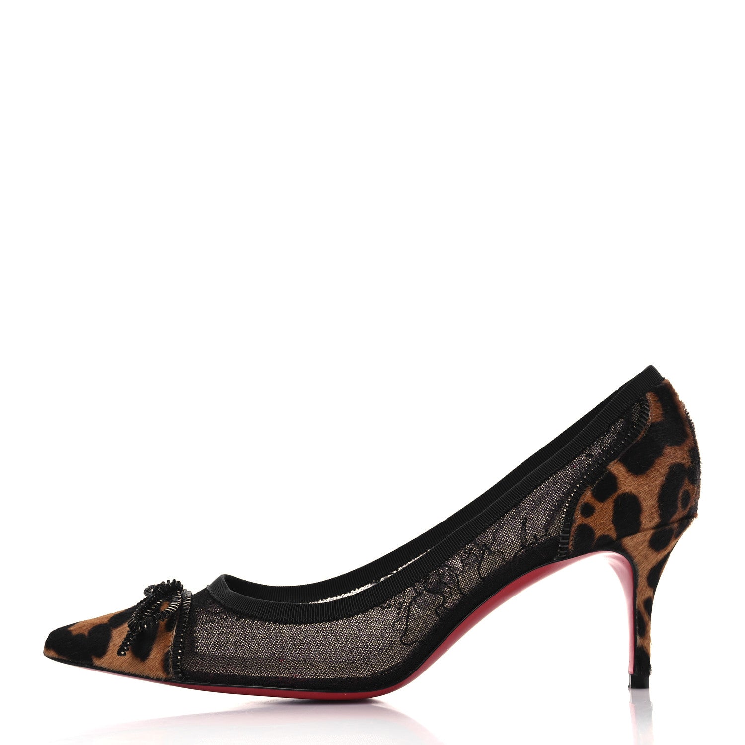 Christian Louboutin Pony Hair Lace Leopard Souris 70 Pumps 39.5 Black 1 of 7