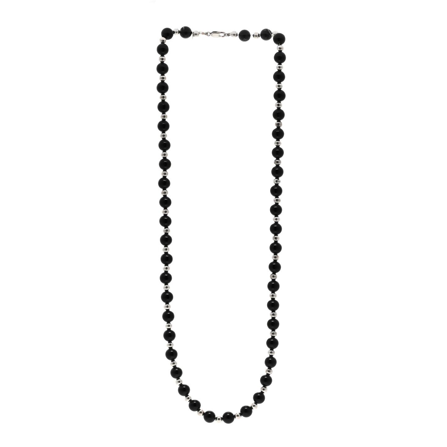 Sterling Silver Black Onyx Bead Necklace