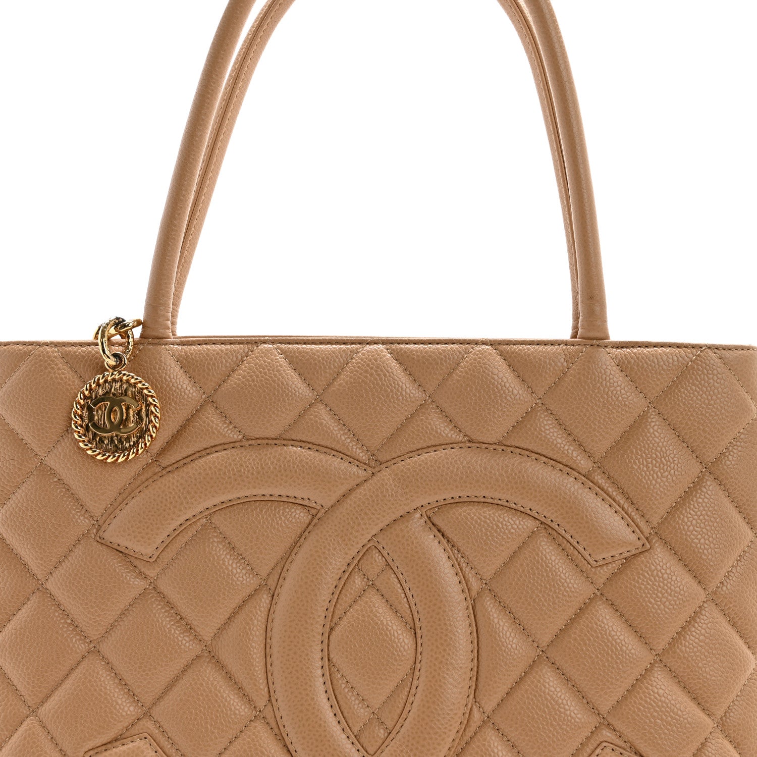 Chanel Caviar Quilted Medallion Tote Beige 8 of 15