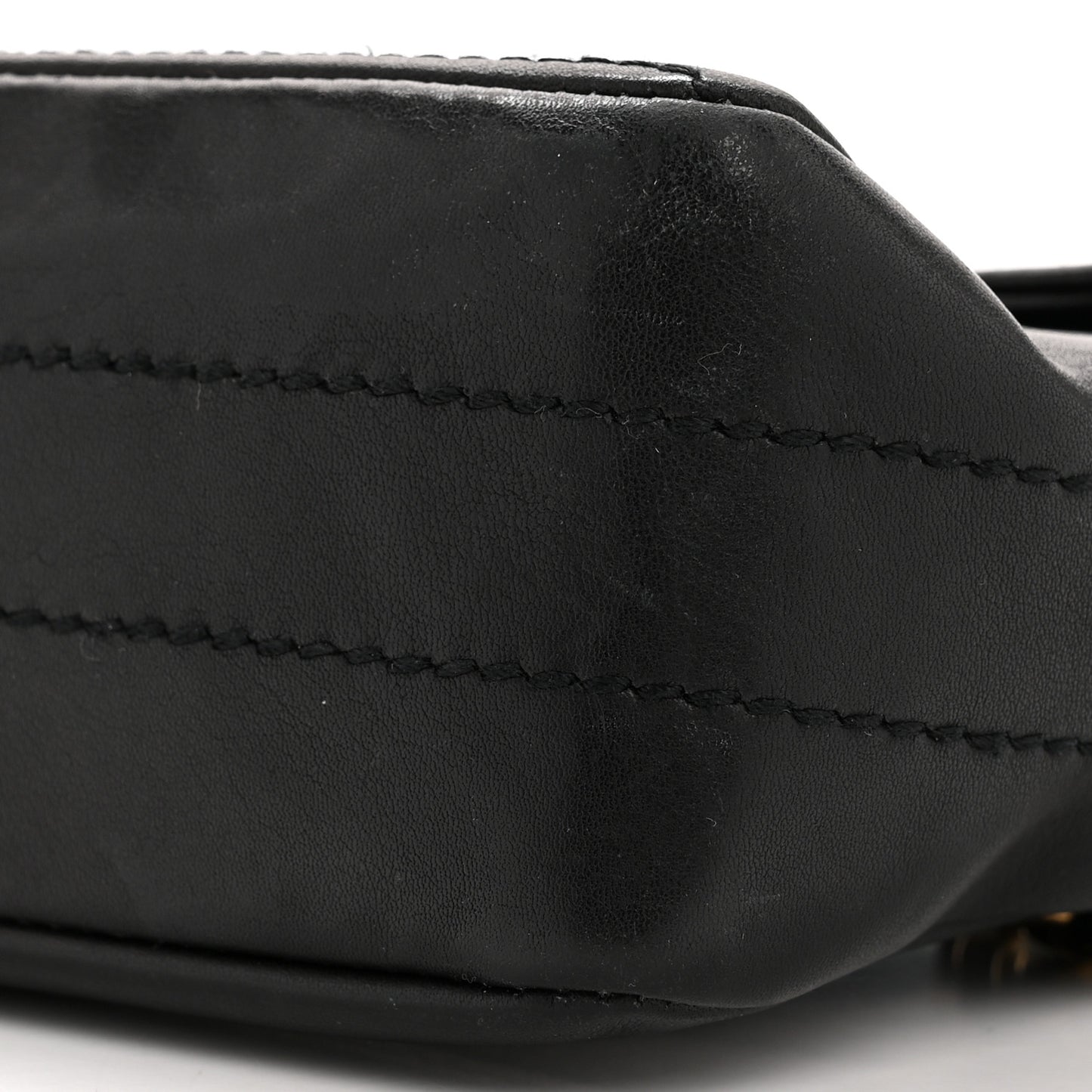 Lambskin Stitched Chocolate Bar Single Flap Black