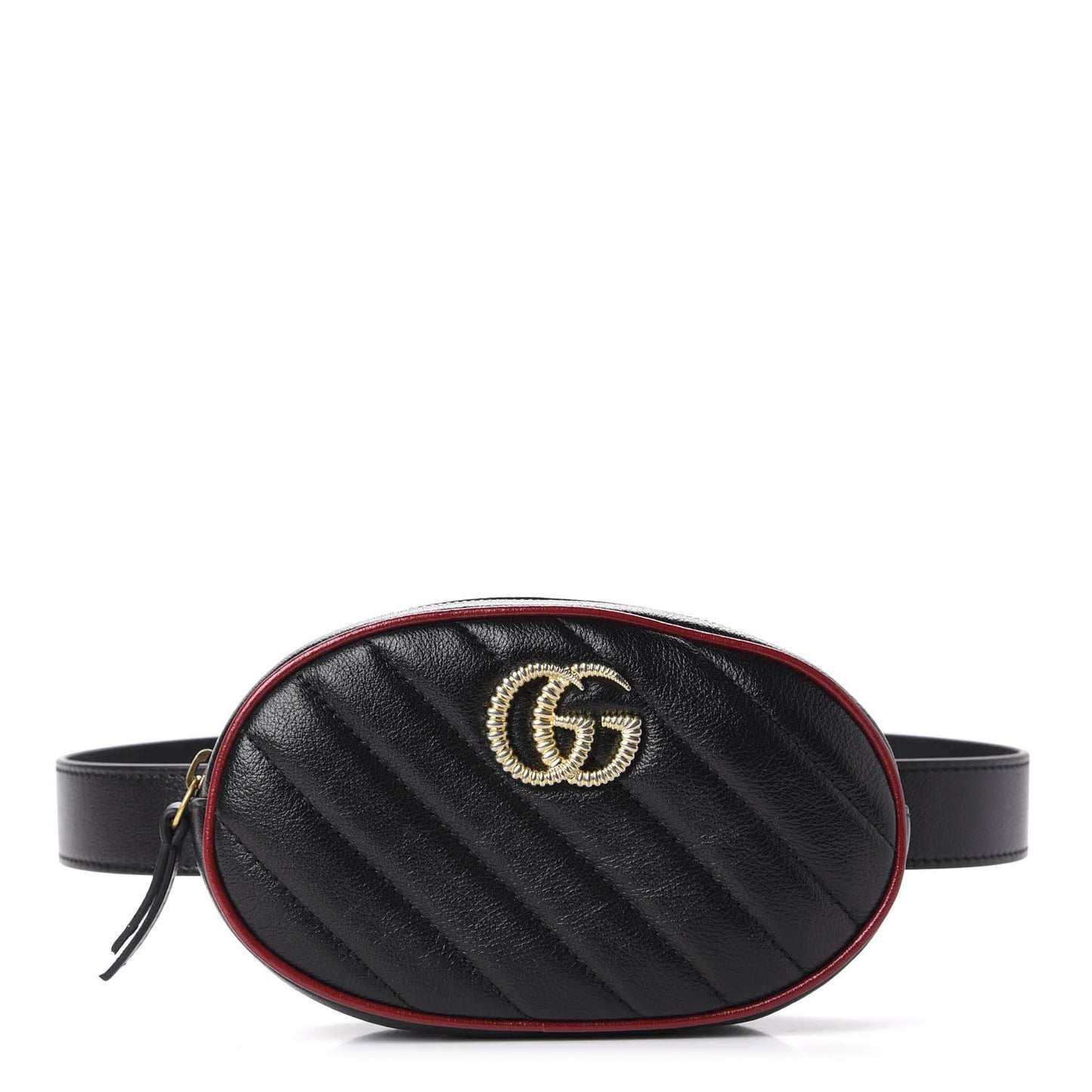 Azalea Calfskin Matelasse Diagonal Torchon GG Marmont Belt Bag 75 30 Black Romantic Cerise