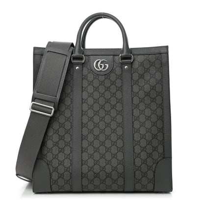 Gucci GG Supreme Monogram Textured Dollar Calfskin Medium Ophidia Tote Grey Black Graphite Grey 1 of 10