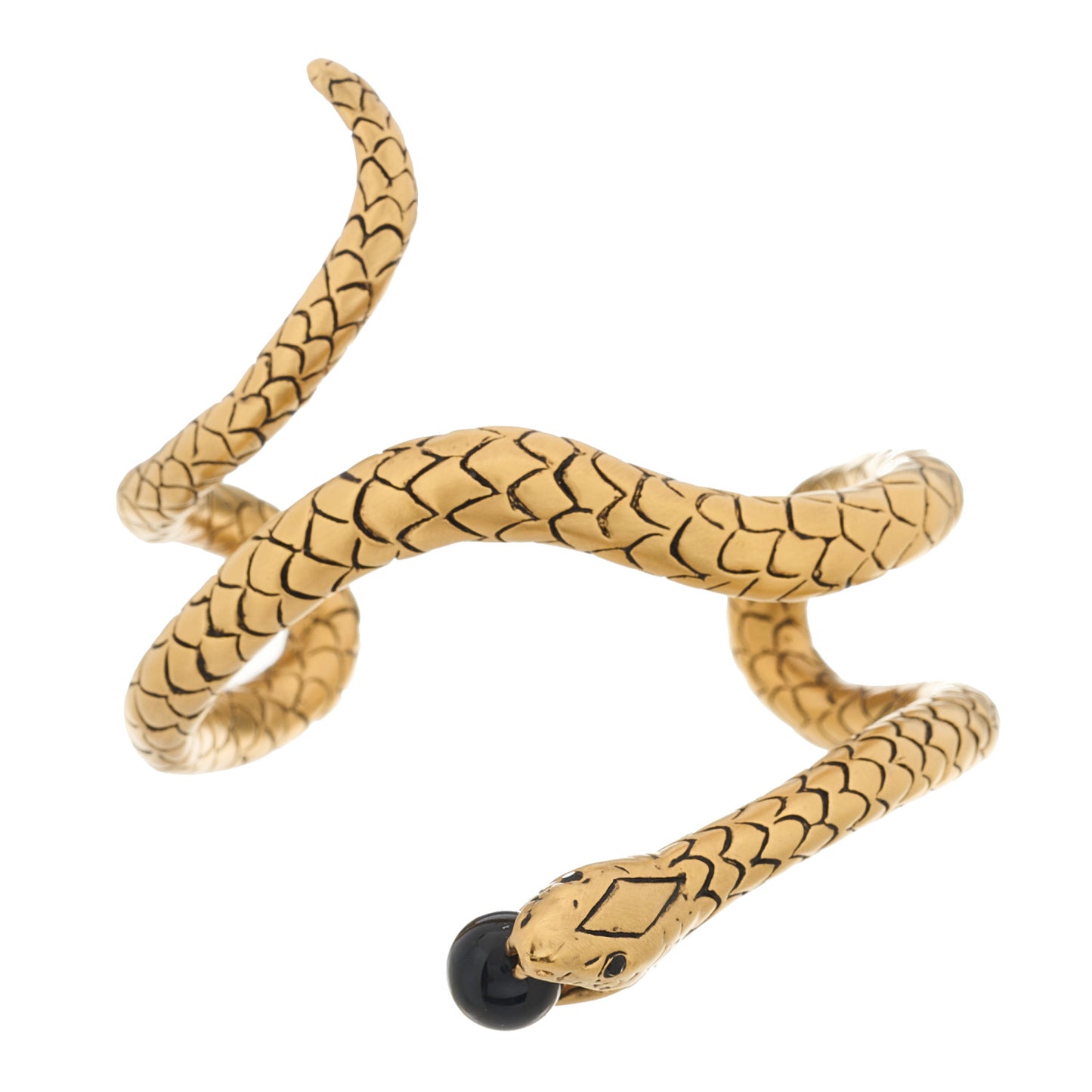 Brass Bead Snake Cuff Bracelet Gold