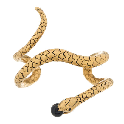Saint Laurent Brass Bead Snake Cuff Bracelet Gold 1 of 5