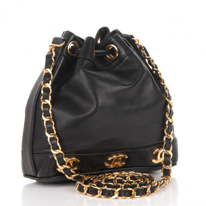 Chanel Lambskin CC Drawstring Shoulder Bag Black 3 of 9