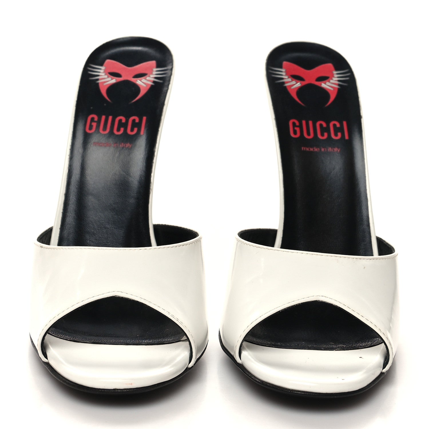 Gucci Polished Calfskin Scarlet High Heel Slide Sandals 39 Great White 2 of 11