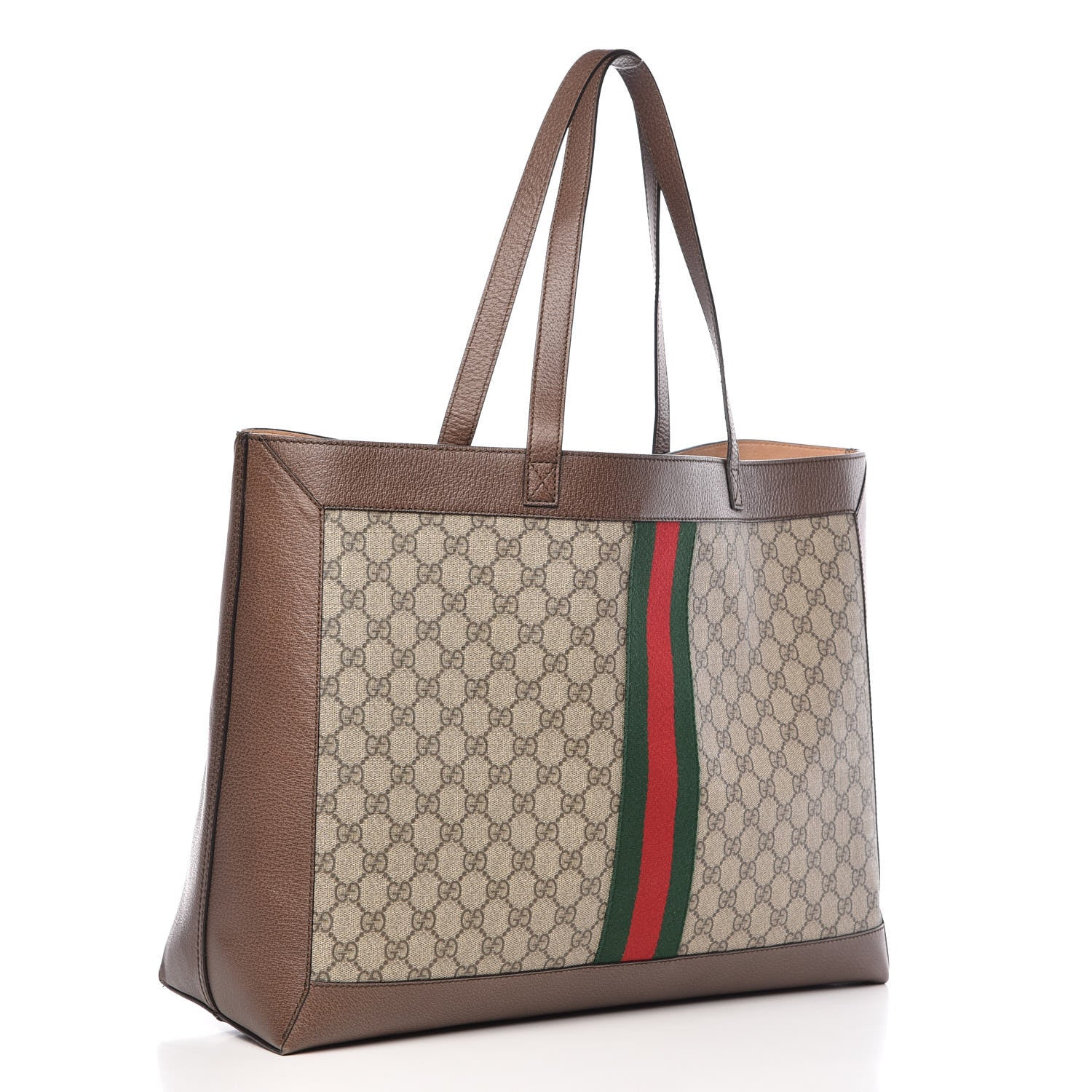 Gucci GG Supreme Monogram Web Ophidia Tote Brown 4 of 14