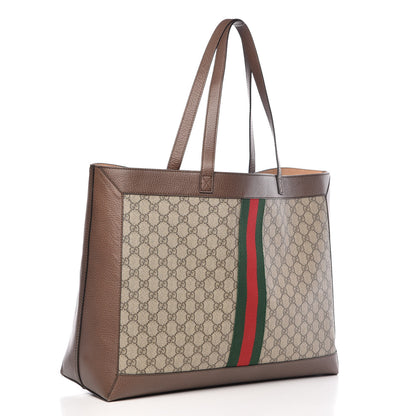Gucci GG Supreme Monogram Web Ophidia Tote Brown 4 of 14