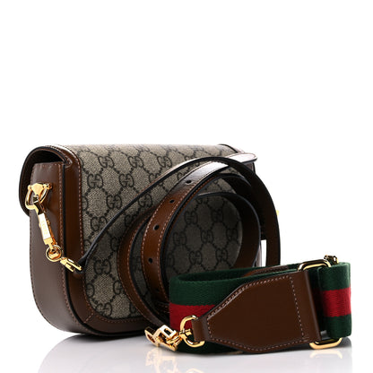Gucci GG Supreme Monogram Web Mini Horsebit 1955 Shoulder Bag Beige Brown Sugar 3 of 9