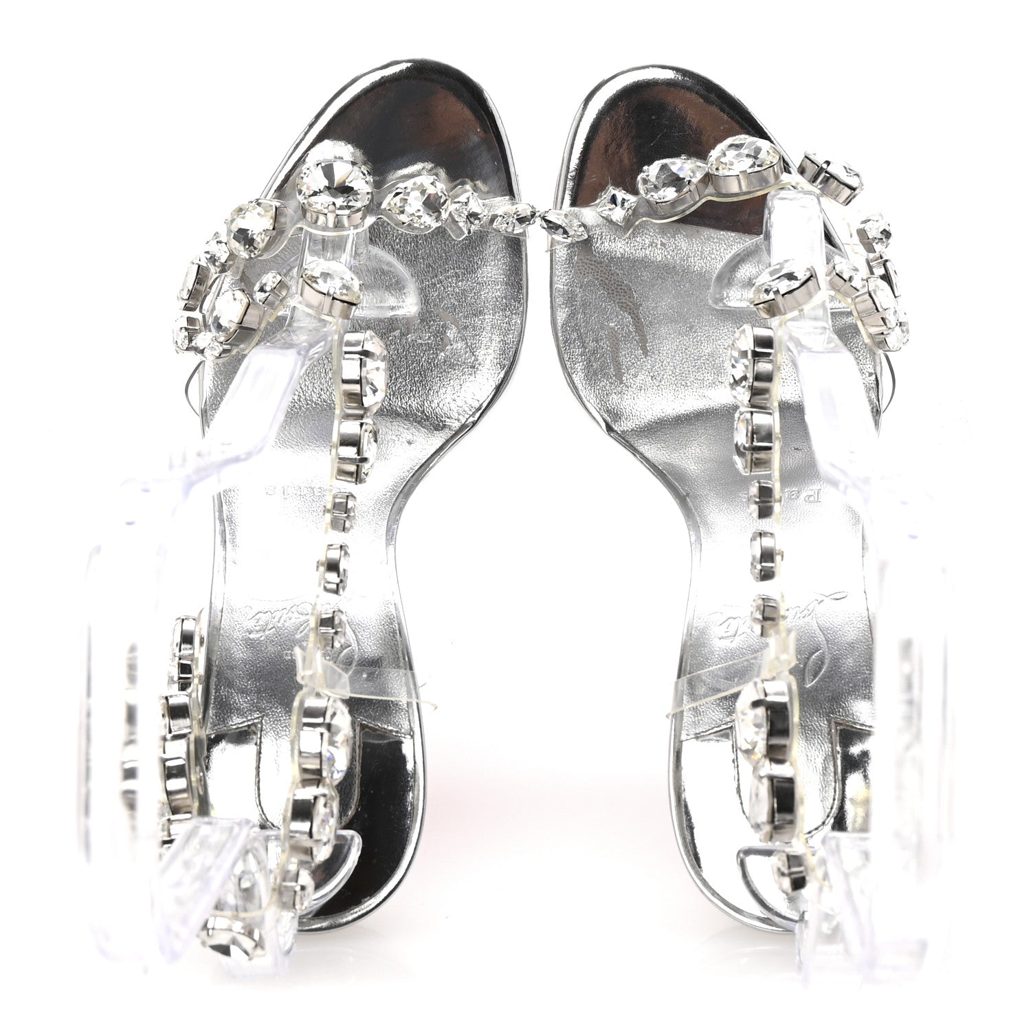 Christian Louboutin Laminated Calfskin PVC Jewel Rosalie 100 Sandals 37 Silver 2 of 8