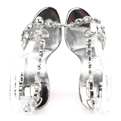 Christian Louboutin Laminated Calfskin PVC Jewel Rosalie 100 Sandals 37 Silver 2 of 8
