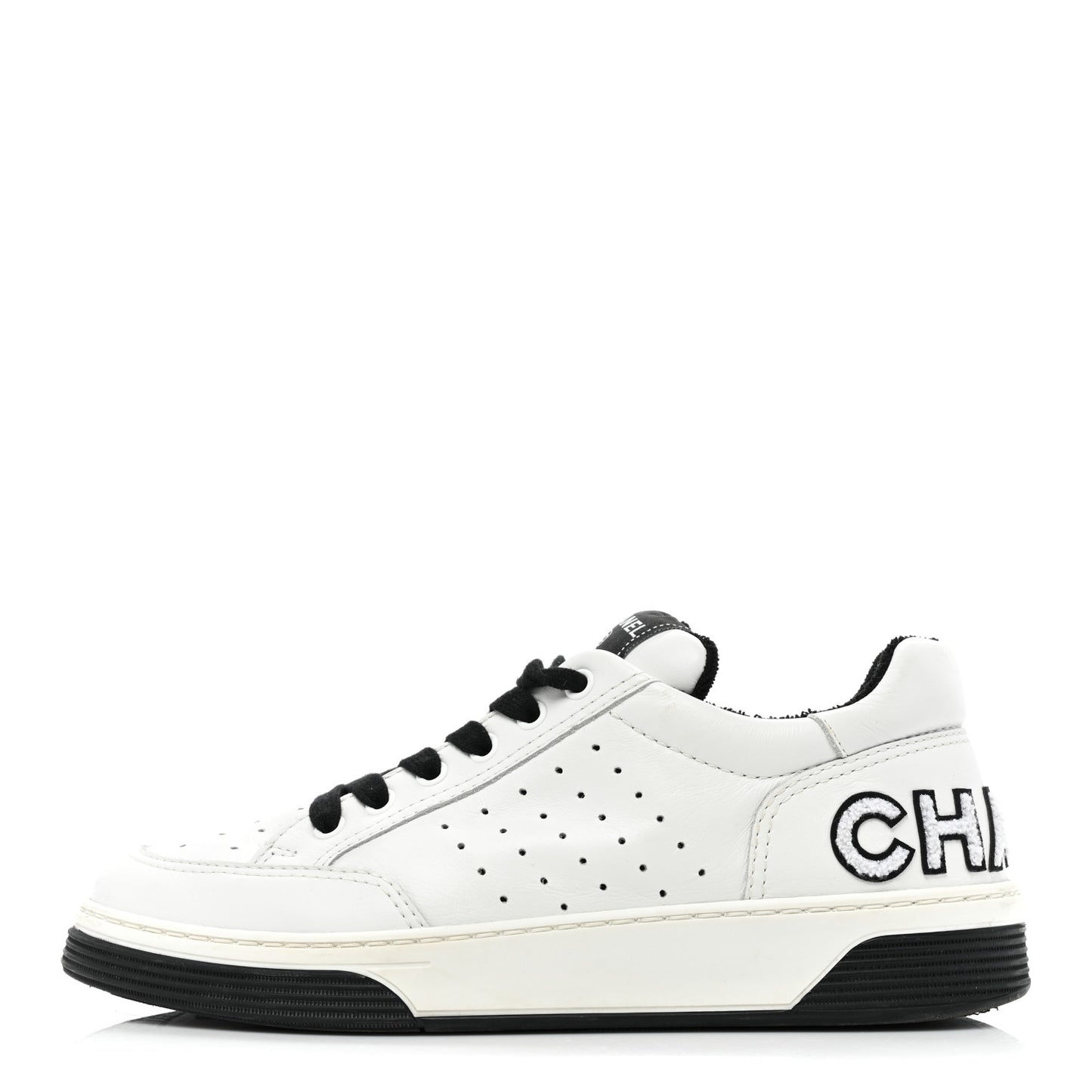 Calfskin Womens Logo Sneakers 40 White Black