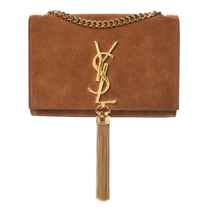 Saint Laurent Suede Small Classic Monogram Kate Tassel Satchel Light Ochre 1 of 9