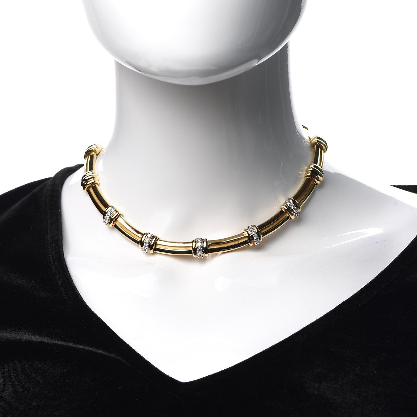 18K Yellow Gold Platinum Diamond Atlas Necklace
